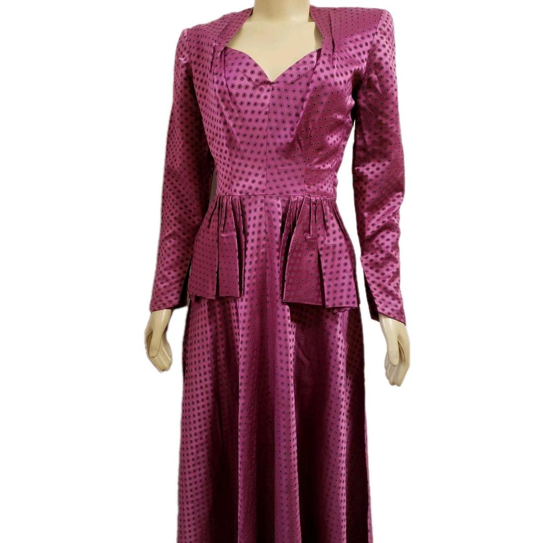 Ben J Gam Vtg Pinkish_purple Peplum Women's Maxi Dress Size S? Rare Find!
